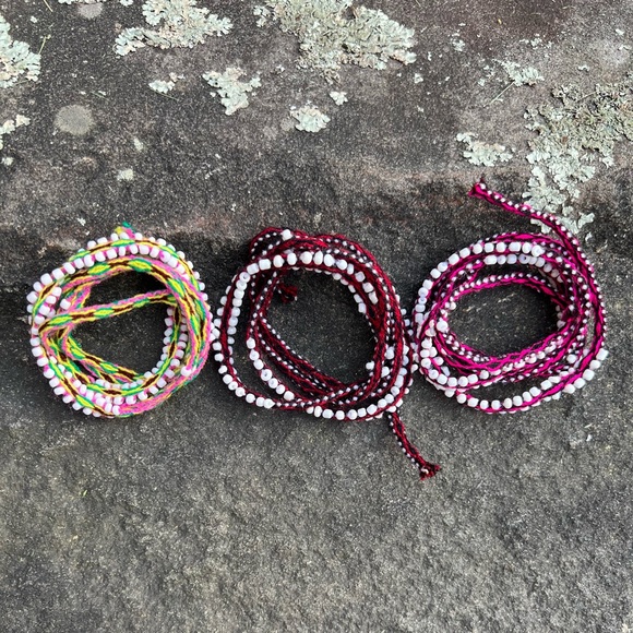 Set of 3 Watana Peruvian beaded woven wrap beaded friendship bracelets ties - Picture 1 of 6